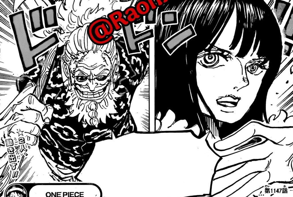 Scopper Gaban dan Nico Robin yang sedang bersiap untuk menghadapi Holy Knight