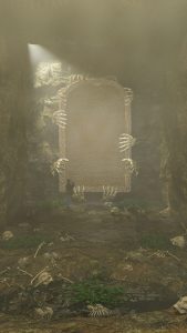 Tomb Raider King anime - mysterious ancient tomb with glowing portal