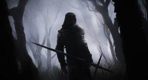 Solo Leveling dark fantasy hunter standing in a mystical dungeon