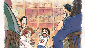 THE ONE PIECE Netflix anime remake key art featuring Luffy and Shanks by Wit Studio