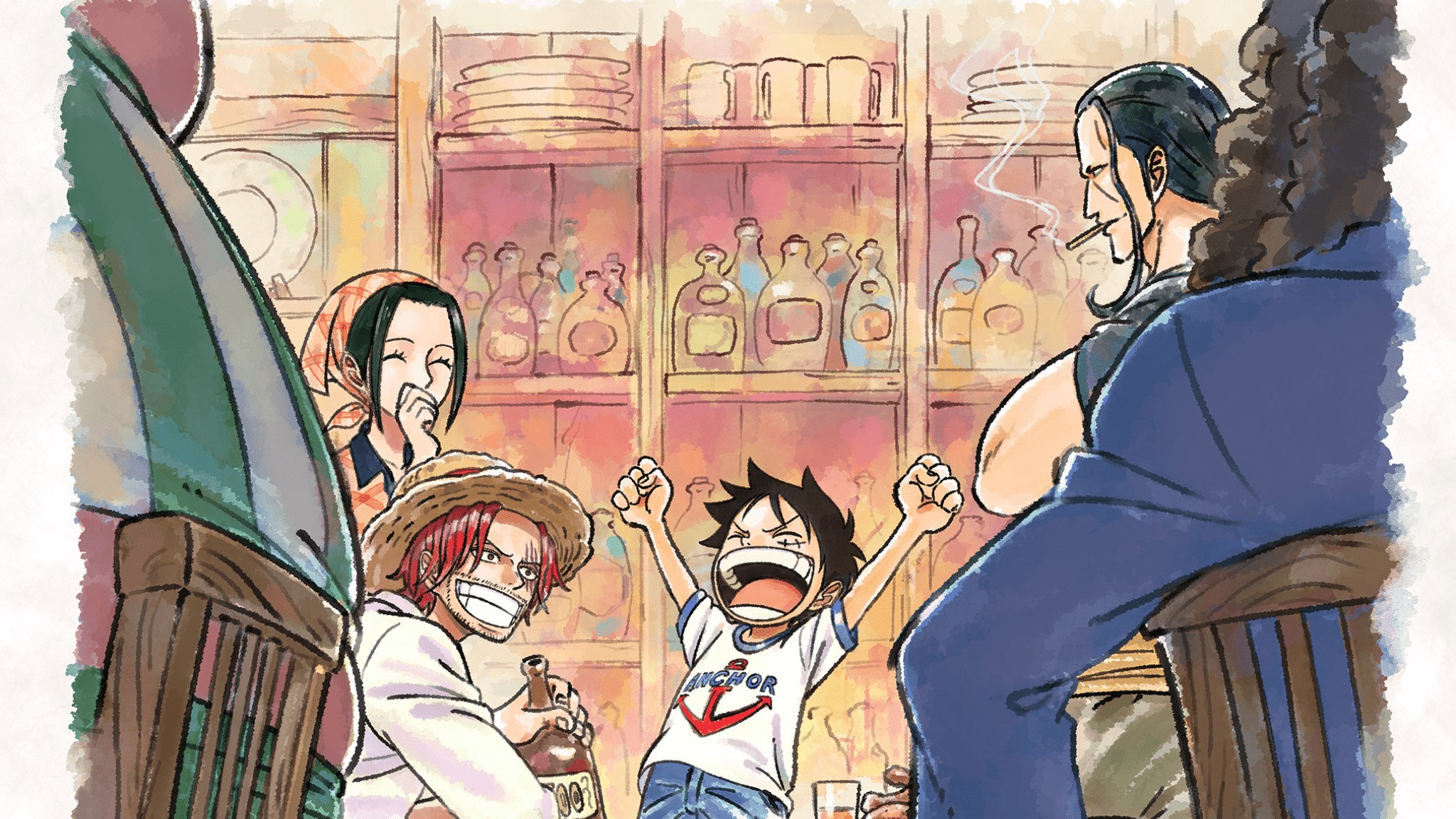 THE ONE PIECE Netflix anime remake key art featuring Luffy and Shanks by Wit Studio