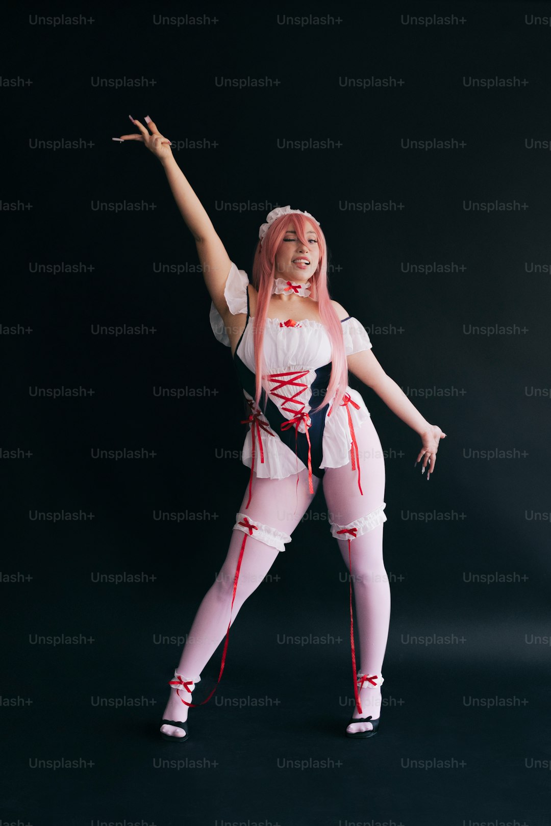 Cosplayer in maid outfit