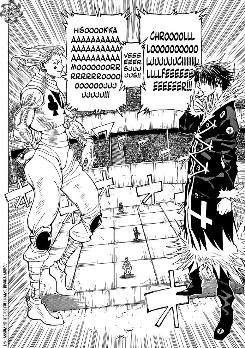 Hunter x Hunter Hisoka facing Tserriednich in Succession Contest arc